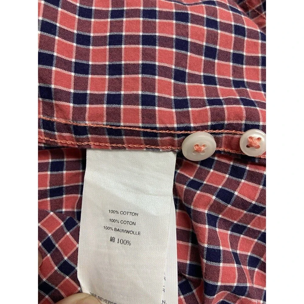 Sewn for J. Crew Shirt Mens XL Red Blue Check Short Sleeved Pocket Preppy Casual
